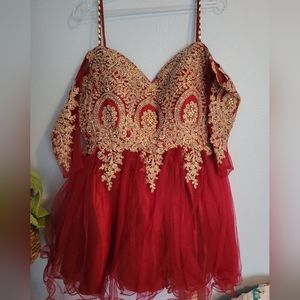 Burgundy/reddish Knee length quince dress